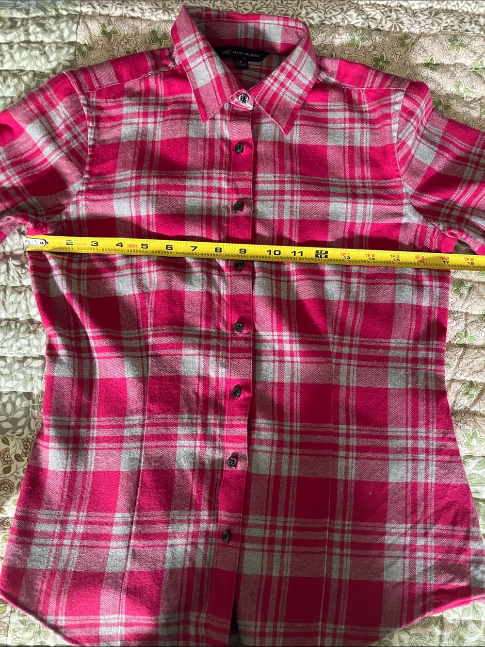 Brooks Brothers Pink &Gray Plaid Cotton Flannel Blouse collared Shirt EUC - Picture 4 of 7